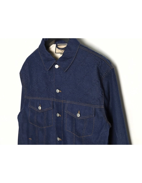 Gucci embossed denim longsleeved jacket,Gucci Jacket,Jacket,APPAREL
