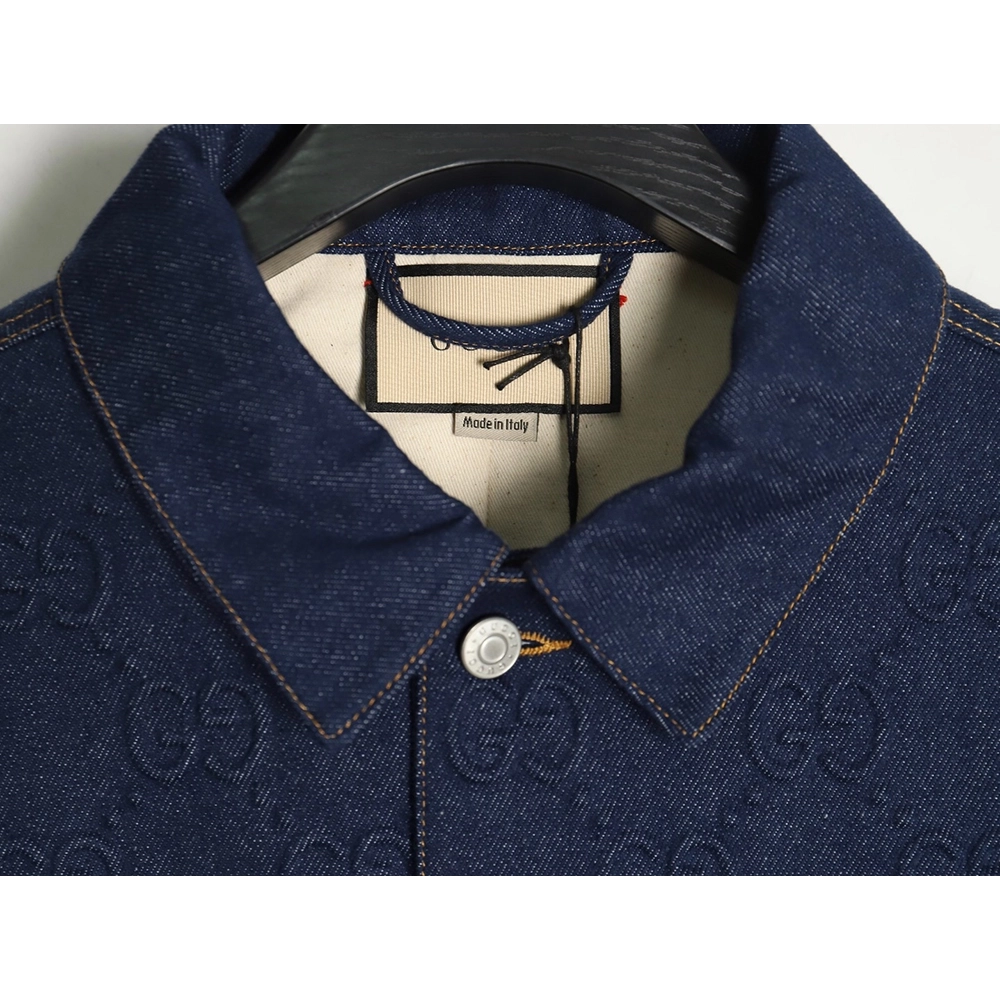 Gucci embossed denim longsleeved jacket,Gucci Jacket,Jacket,APPAREL