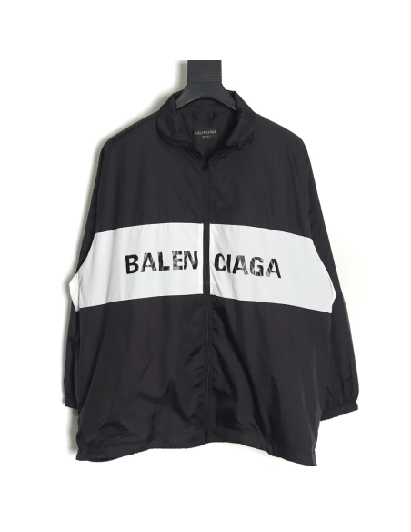 Balenciaga patchwork slogan windbreaker jacket TSK4,Balenciaga Jacket,Jacket,APPAREL