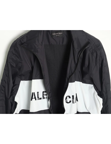 Balenciaga patchwork slogan windbreaker jacket TSK4,Balenciaga Jacket,Jacket,APPAREL