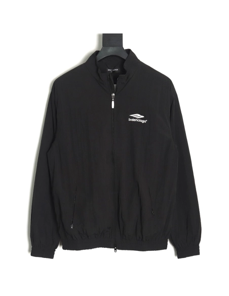Balenciaga 3B embroidered allblack sports suit jacket,Balenciaga Jacket,Jacket,APPAREL