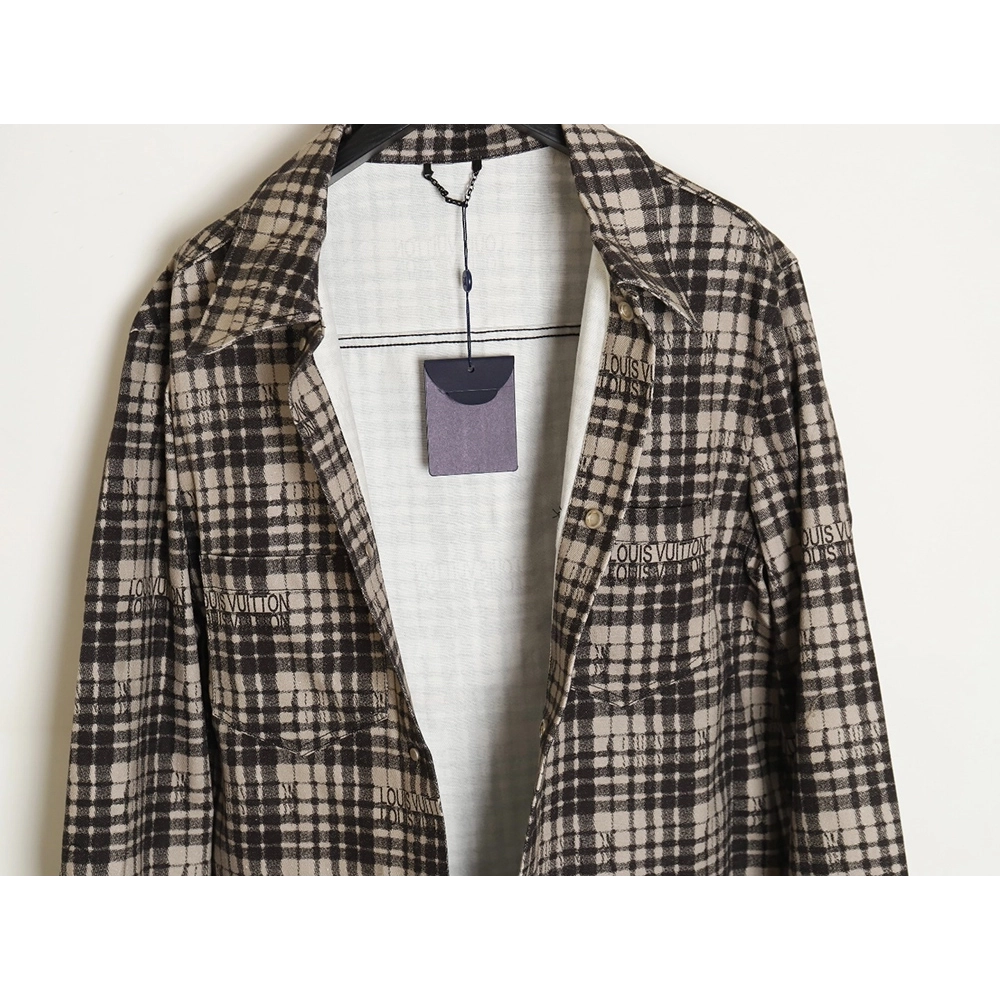 Louis Vuitton plaid denim longsleeved shirt jacket,Louis Vuitton Jacket,Jacket,APPAREL