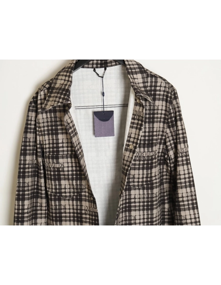 Louis Vuitton plaid denim longsleeved shirt jacket,Louis Vuitton Jacket,Jacket,APPAREL
