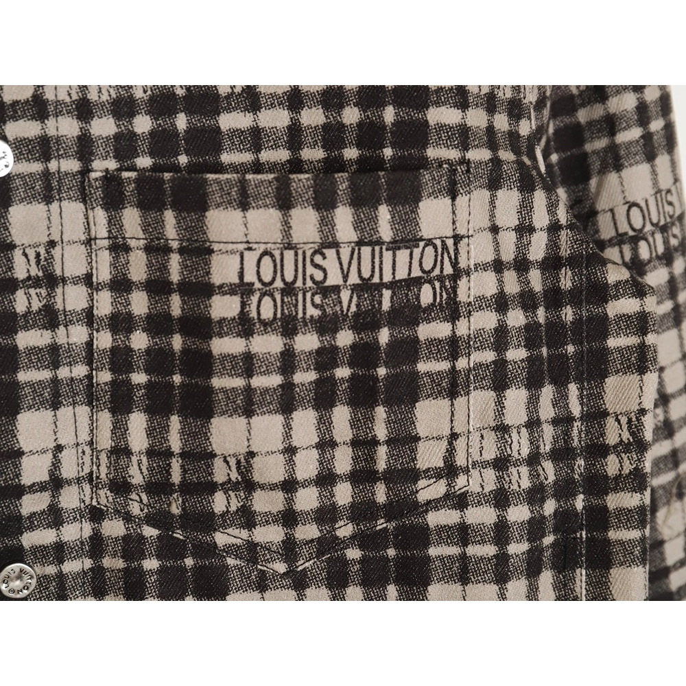 Louis Vuitton plaid denim longsleeved shirt jacket,Louis Vuitton Jacket,Jacket,APPAREL