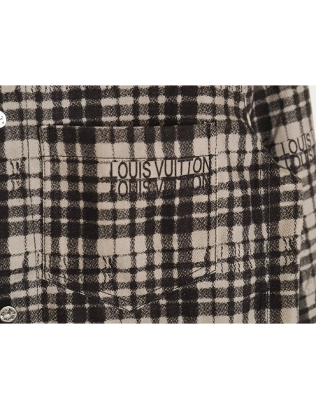 Louis Vuitton plaid denim longsleeved shirt jacket,Louis Vuitton Jacket,Jacket,APPAREL