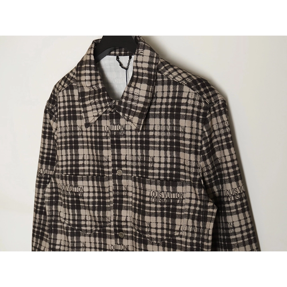 Louis Vuitton plaid denim longsleeved shirt jacket,Louis Vuitton Jacket,Jacket,APPAREL