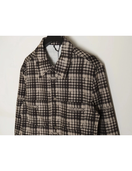 Louis Vuitton plaid denim longsleeved shirt jacket,Louis Vuitton Jacket,Jacket,APPAREL