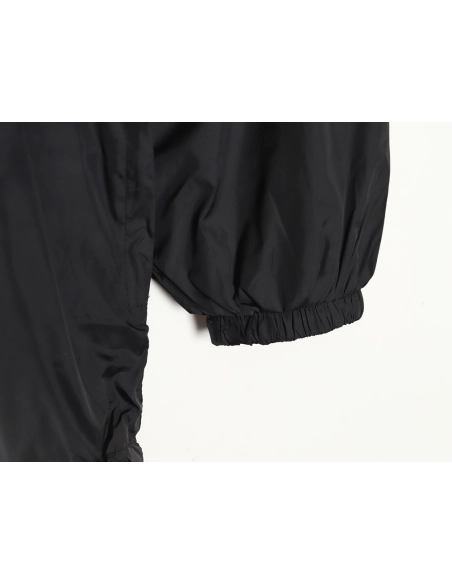 Balenciaga 24SS 57 black and blue stitching slogan jacket,Balenciaga Jacket,Jacket,APPAREL