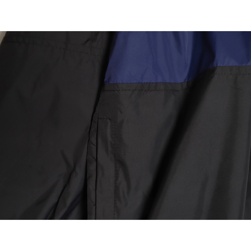 Balenciaga 24SS 57 black and blue stitching slogan jacket,Balenciaga Jacket,Jacket,APPAREL