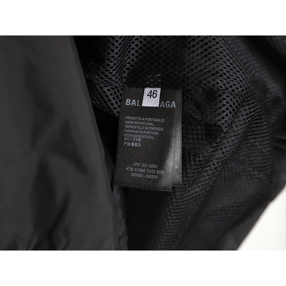 Balenciaga 24SS 57 black and blue stitching slogan jacket,Balenciaga Jacket,Jacket,APPAREL