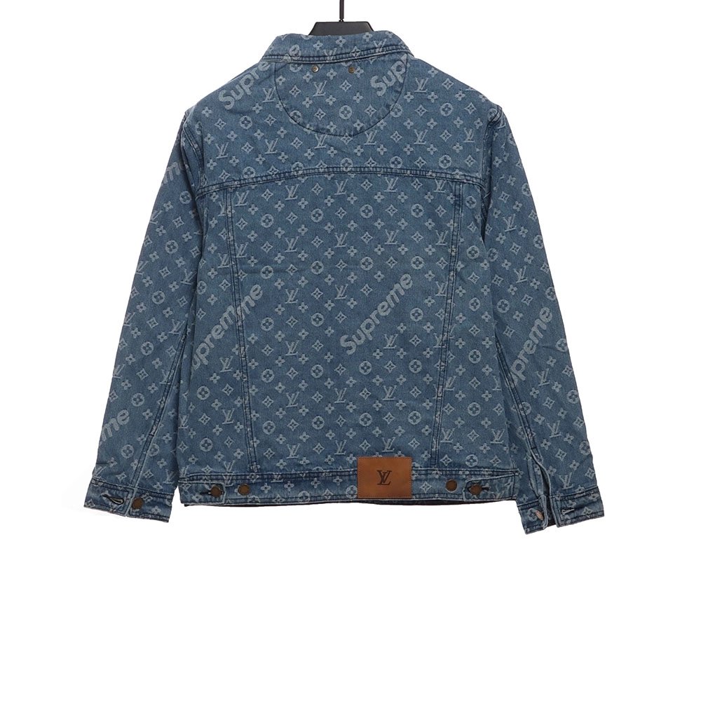 LV cobranded SUP allover printed denim jacket,Louis Vuitton Jacket,Jacket,APPAREL