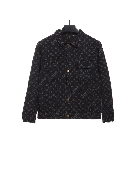 LV cobranded SUP allover printed denim jacket,Louis Vuitton Jacket,Jacket,APPAREL