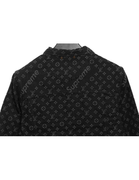 LV cobranded SUP allover printed denim jacket,Louis Vuitton Jacket,Jacket,APPAREL