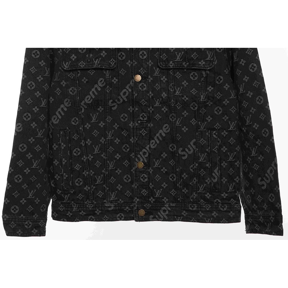 LV cobranded SUP allover printed denim jacket,Louis Vuitton Jacket,Jacket,APPAREL