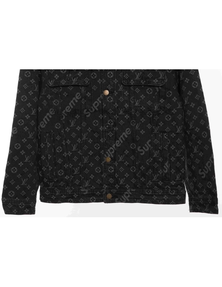 LV cobranded SUP allover printed denim jacket,Louis Vuitton Jacket,Jacket,APPAREL