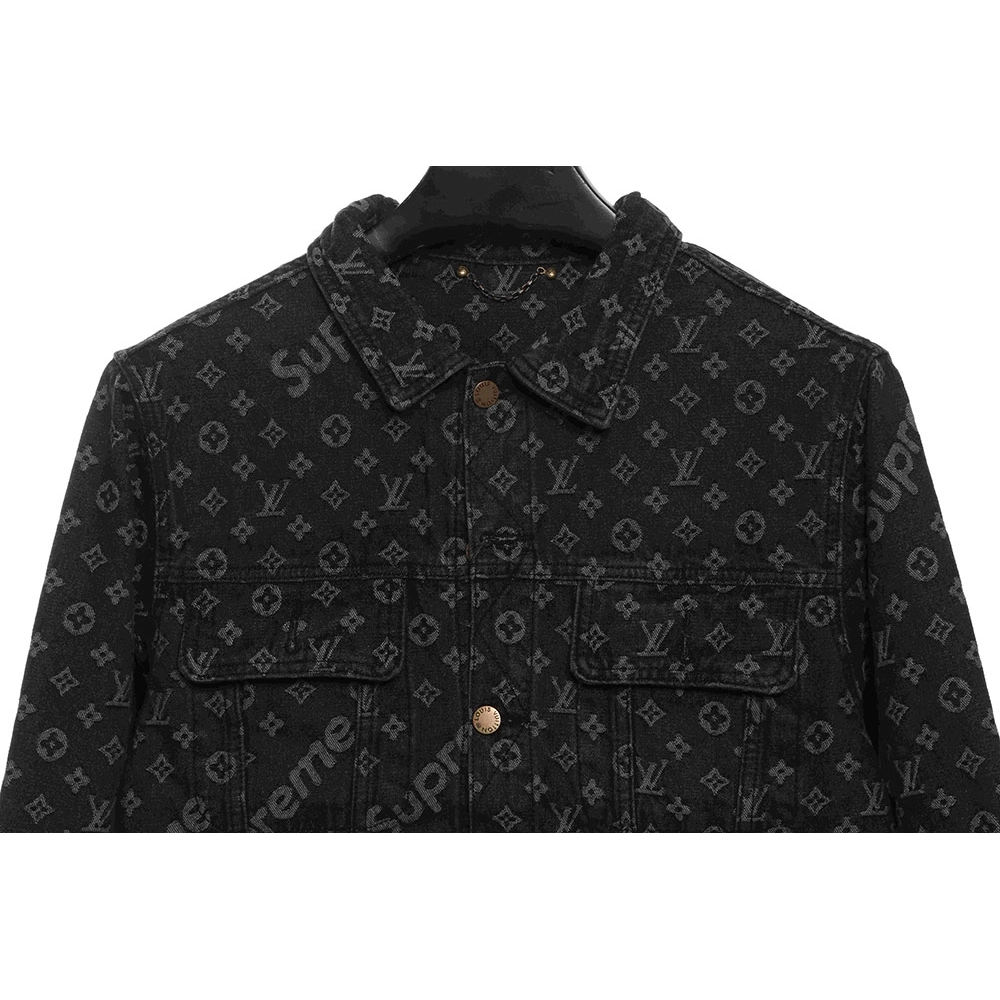 LV cobranded SUP allover printed denim jacket,Louis Vuitton Jacket,Jacket,APPAREL