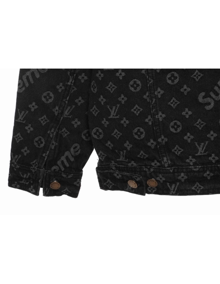 LV cobranded SUP allover printed denim jacket,Louis Vuitton Jacket,Jacket,APPAREL