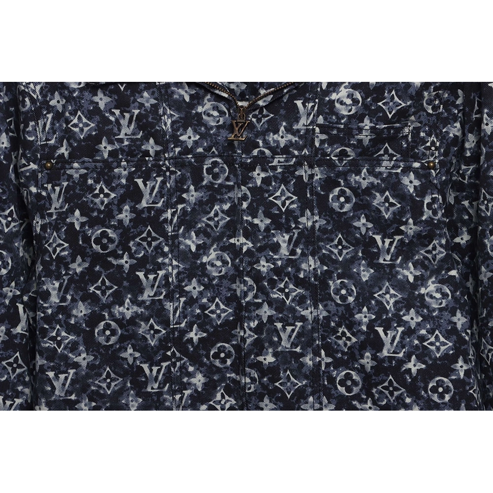 LV painted allover tiedye denim jacket,Louis Vuitton Jacket,Jacket,APPAREL