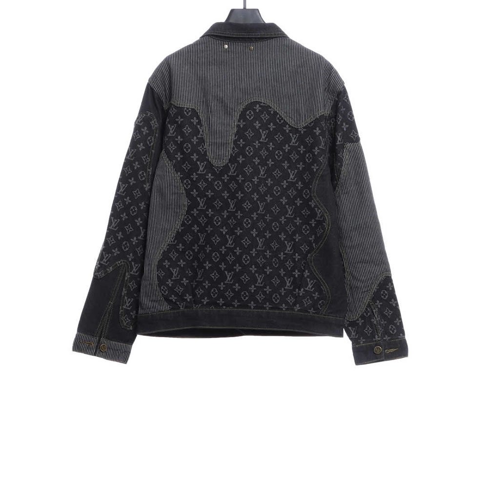 LV cobranded NIGO stitching contrasting denim jacket,Louis Vuitton Jacket,Jacket,APPAREL