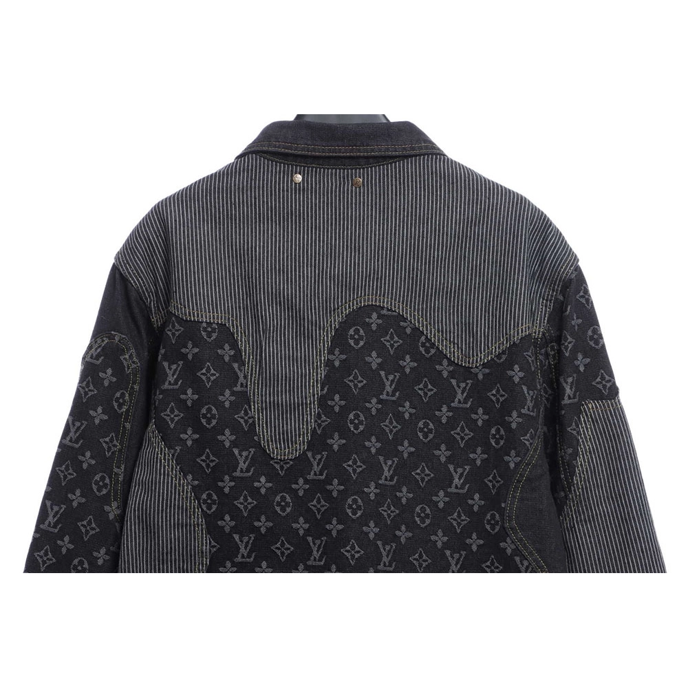 LV cobranded NIGO stitching contrasting denim jacket,Louis Vuitton Jacket,Jacket,APPAREL