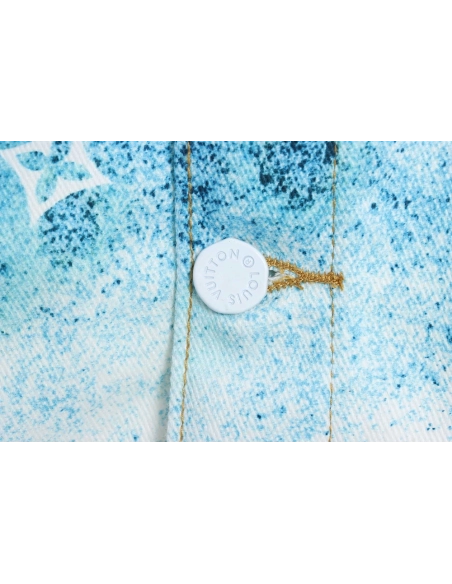 LV starry sky inkjet blue and white gradient denim jacket,Louis Vuitton Jacket,Jacket,APPAREL