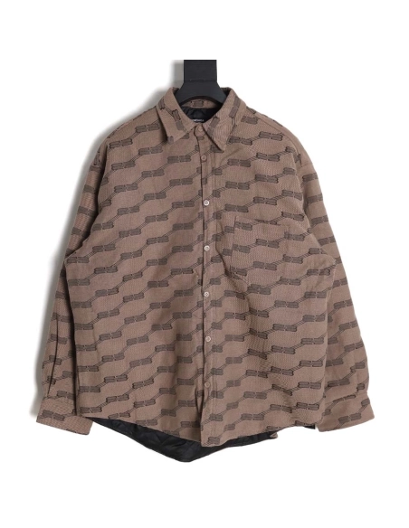 Balenciaga BLCG 23FW new standard double B lock jacquard lapel shirt cotton jacket,Balenciaga Jacket,Jacket,APPAREL