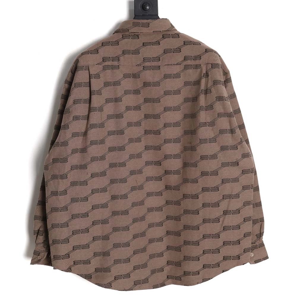 Balenciaga BLCG 23FW new standard double B lock jacquard lapel shirt cotton jacket,Balenciaga Jacket,Jacket,APPAREL