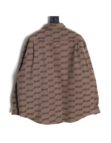 Balenciaga BLCG 23FW new standard double B lock jacquard lapel shirt cotton jacket,Balenciaga Jacket,Jacket,APPAREL