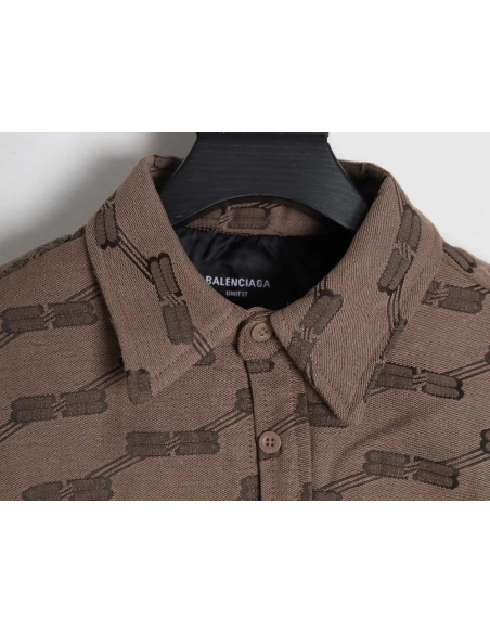 Balenciaga BLCG 23FW new standard double B lock jacquard lapel shirt cotton jacket,Balenciaga Jacket,Jacket,APPAREL