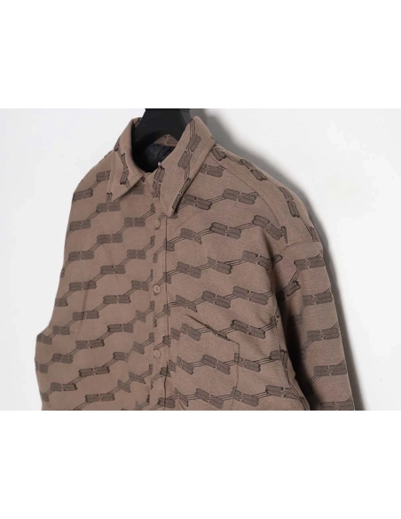 Balenciaga BLCG 23FW new standard double B lock jacquard lapel shirt cotton jacket,Balenciaga Jacket,Jacket,APPAREL