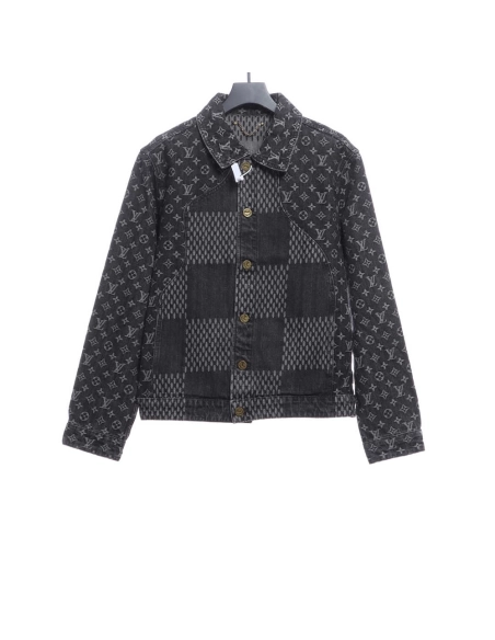 Louis Vuitton joint NIGO checkerboard denim jacket,Louis Vuitton Jacket,Jacket,APPAREL