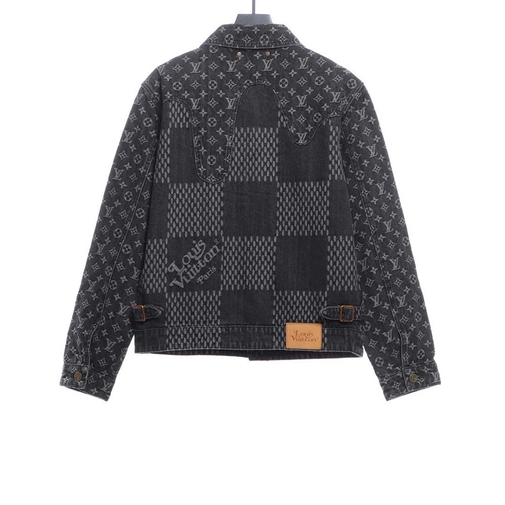 Louis Vuitton joint NIGO checkerboard denim jacket,Louis Vuitton Jacket,Jacket,APPAREL