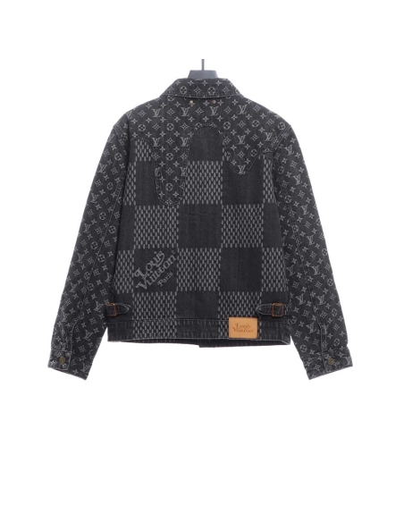 Louis Vuitton joint NIGO checkerboard denim jacket,Louis Vuitton Jacket,Jacket,APPAREL