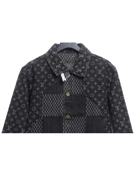 Louis Vuitton joint NIGO checkerboard denim jacket,Louis Vuitton Jacket,Jacket,APPAREL