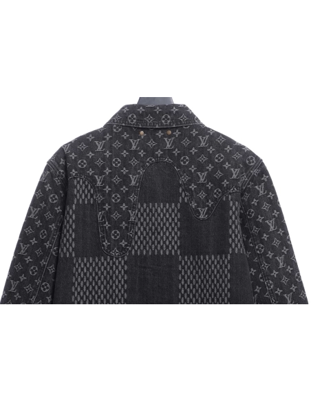 Louis Vuitton joint NIGO checkerboard denim jacket,Louis Vuitton Jacket,Jacket,APPAREL