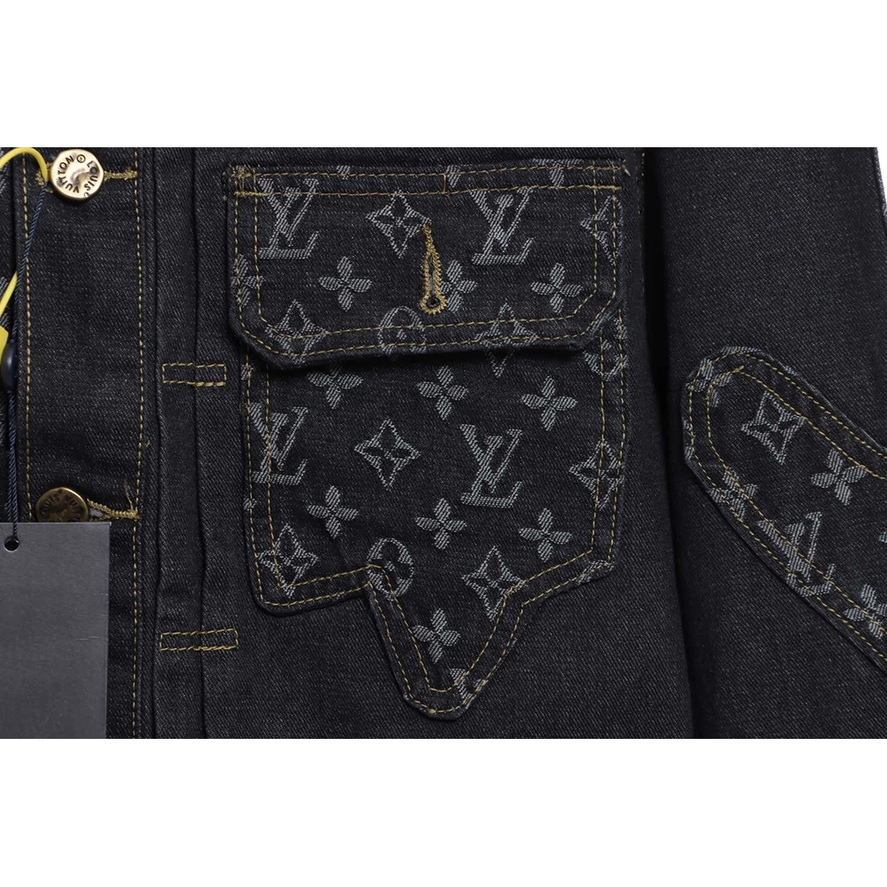 Louis Vuitton joint NIGO stitching contrast color denim jacket,Louis Vuitton Jacket,Jacket,APPAREL