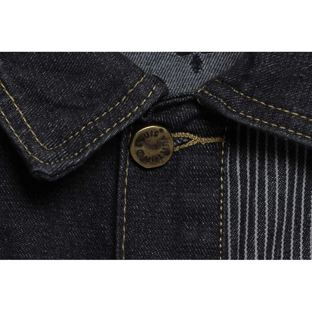 Louis Vuitton joint NIGO stitching contrast color denim jacket,Louis Vuitton Jacket,Jacket,APPAREL
