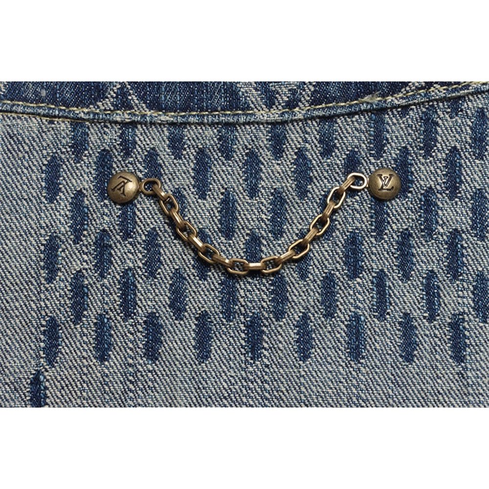 LOUIS VUITTON X NIGO VIRGIL JOINT QUADRATIC DENIM JACKET BLUE,Louis Vuitton Jacket,Jacket,APPAREL