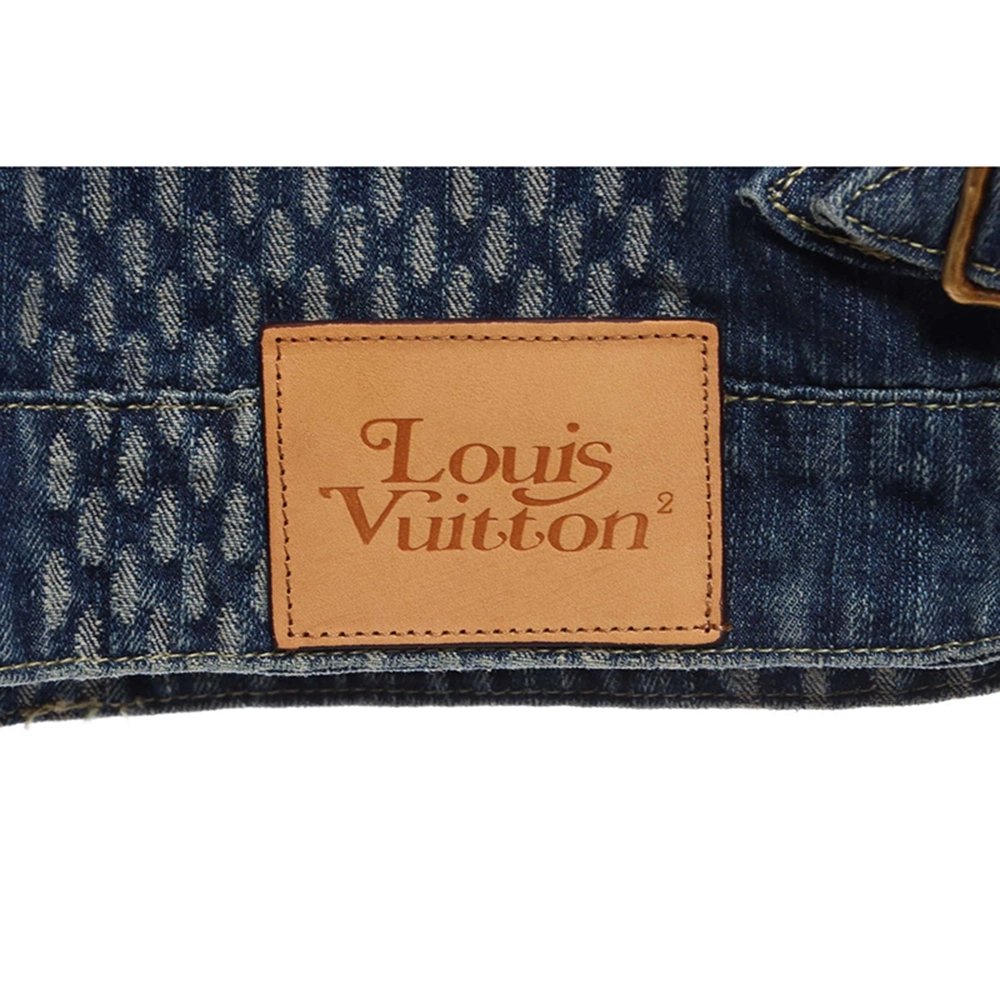 LOUIS VUITTON X NIGO VIRGIL JOINT QUADRATIC DENIM JACKET BLUE,Louis Vuitton Jacket,Jacket,APPAREL