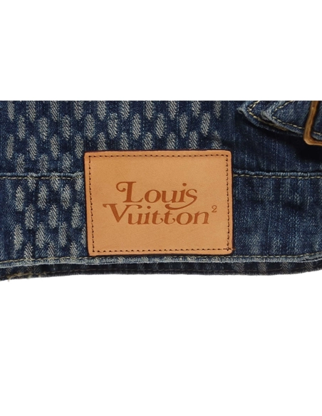 LOUIS VUITTON X NIGO VIRGIL JOINT QUADRATIC DENIM JACKET BLUE,Louis Vuitton Jacket,Jacket,APPAREL