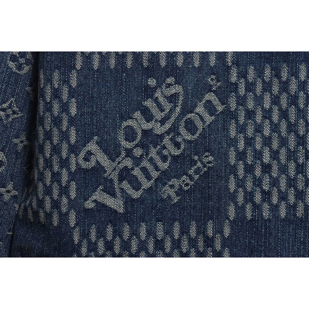 LOUIS VUITTON X NIGO VIRGIL JOINT QUADRATIC DENIM JACKET BLUE,Louis Vuitton Jacket,Jacket,APPAREL
