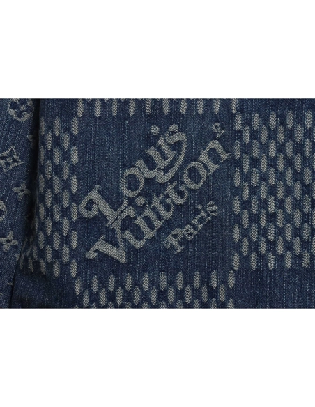 LOUIS VUITTON X NIGO VIRGIL JOINT QUADRATIC DENIM JACKET BLUE,Louis Vuitton Jacket,Jacket,APPAREL