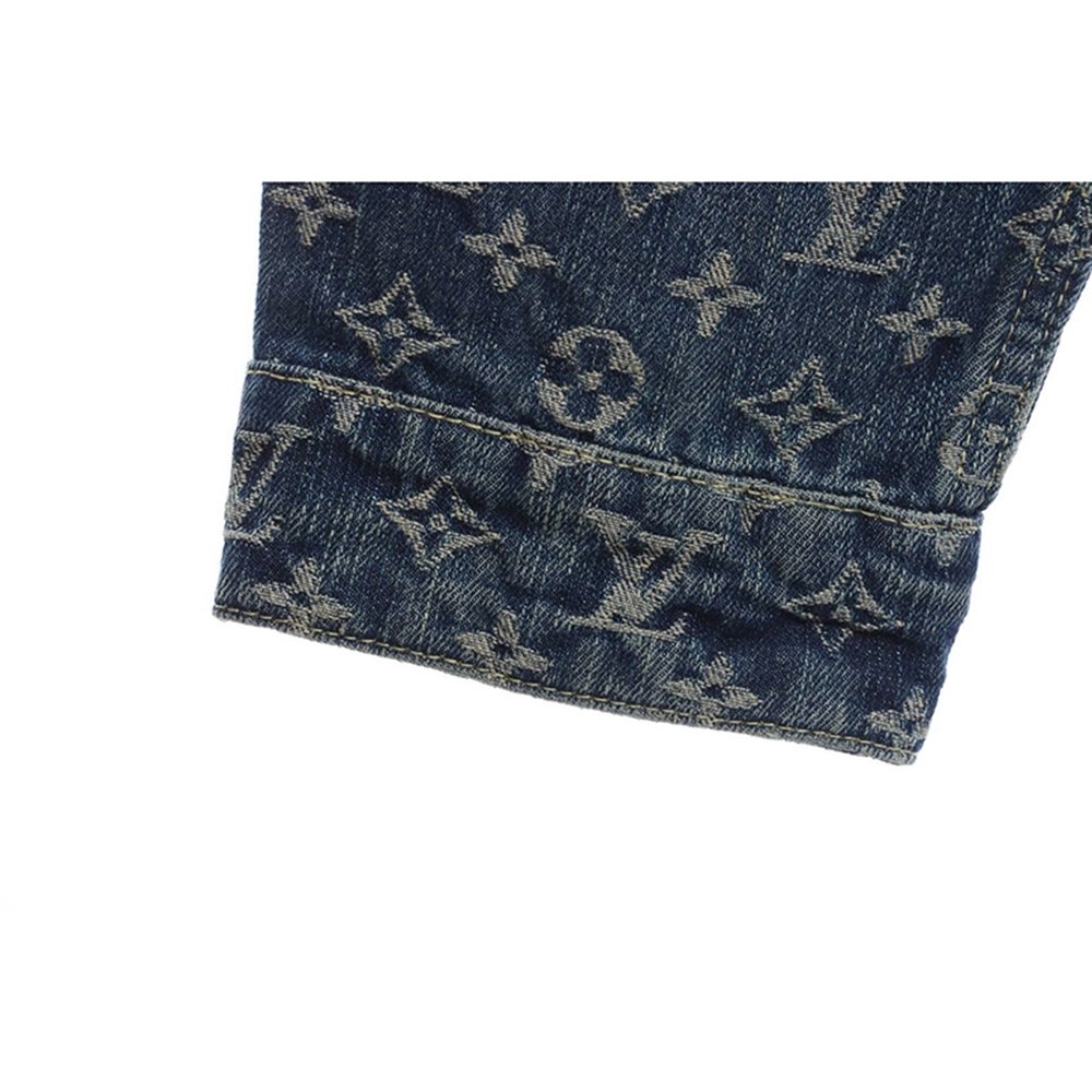 LOUIS VUITTON X NIGO VIRGIL JOINT QUADRATIC DENIM JACKET BLUE,Louis Vuitton Jacket,Jacket,APPAREL