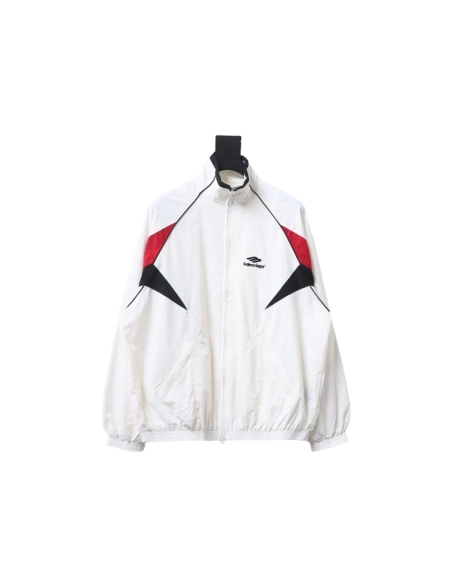 Balenciaga red and white stitching sports jacket,Balenciaga Jacket,Jacket,APPAREL
