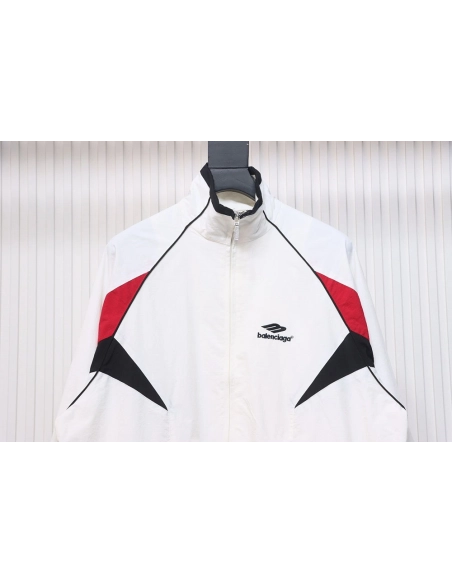 Balenciaga red and white stitching sports jacket,Balenciaga Jacket,Jacket,APPAREL