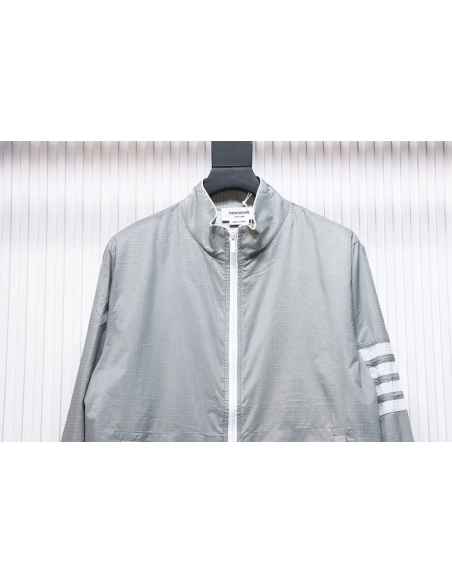 Thom Browne double layer four bar woven stand collar jacket TSK2,Thom Browne Jacket,Jacket,APPAREL