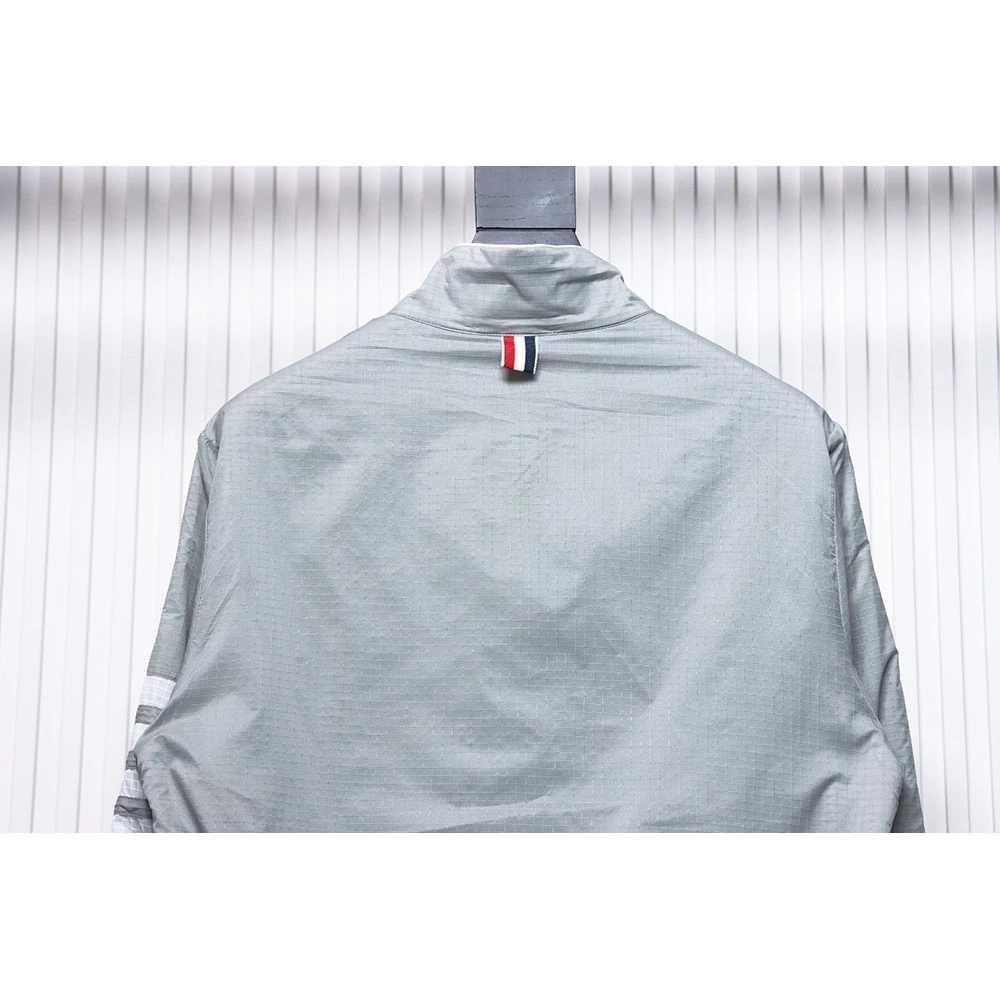 Thom Browne double layer four bar woven stand collar jacket TSK2,Thom Browne Jacket,Jacket,APPAREL