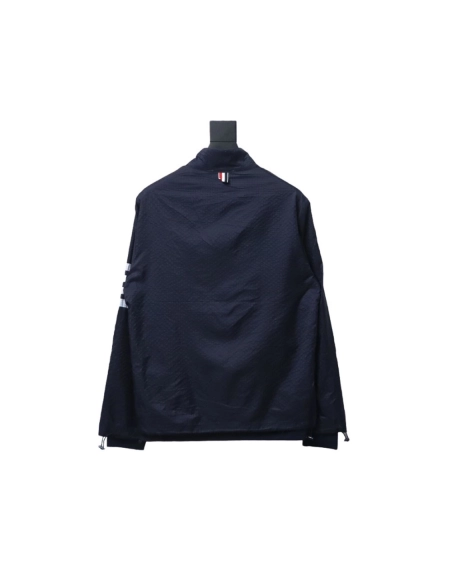 Thom Browne double layer four bar woven stand collar jacket TSK1,Thom Browne Jacket,Jacket,APPAREL
