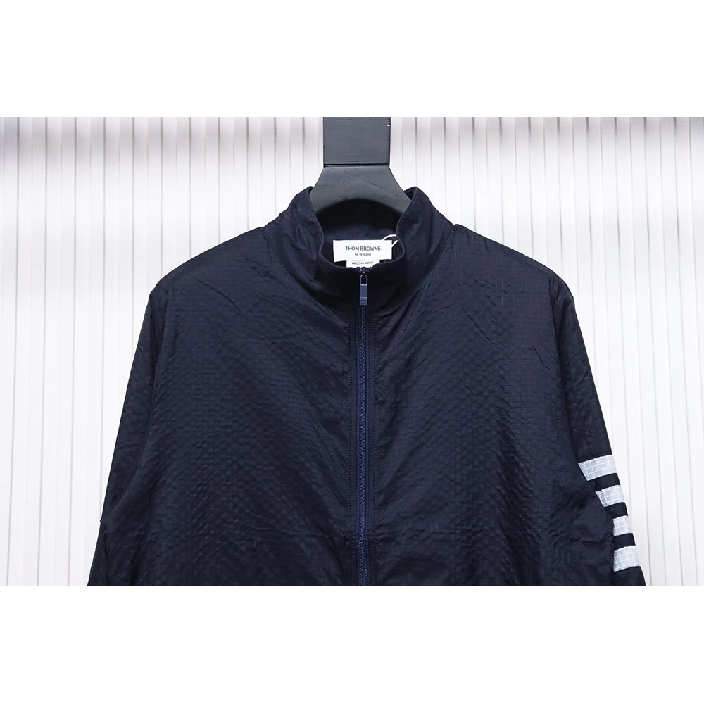 Thom Browne double layer four bar woven stand collar jacket TSK1,Thom Browne Jacket,Jacket,APPAREL