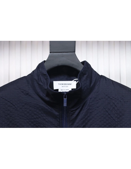 Thom Browne double layer four bar woven stand collar jacket TSK1,Thom Browne Jacket,Jacket,APPAREL